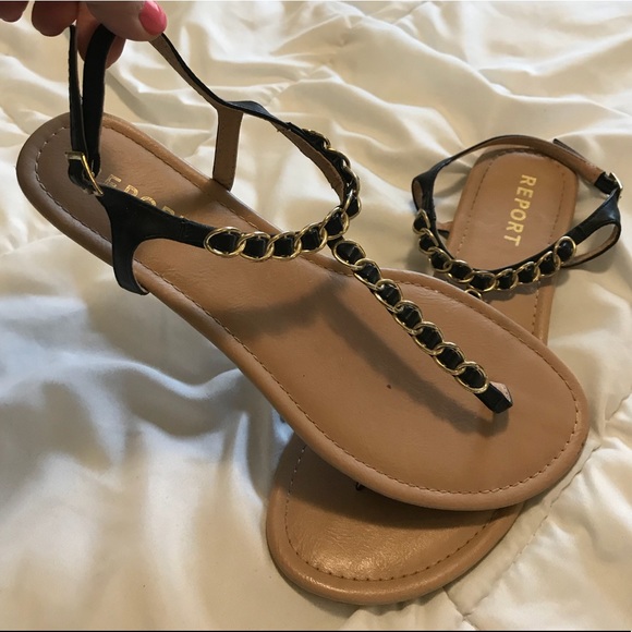 report black flat sandals